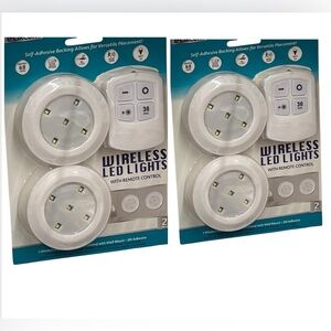 Wireless White LED Reading Puck Lights with Remote Control - Pack of 2